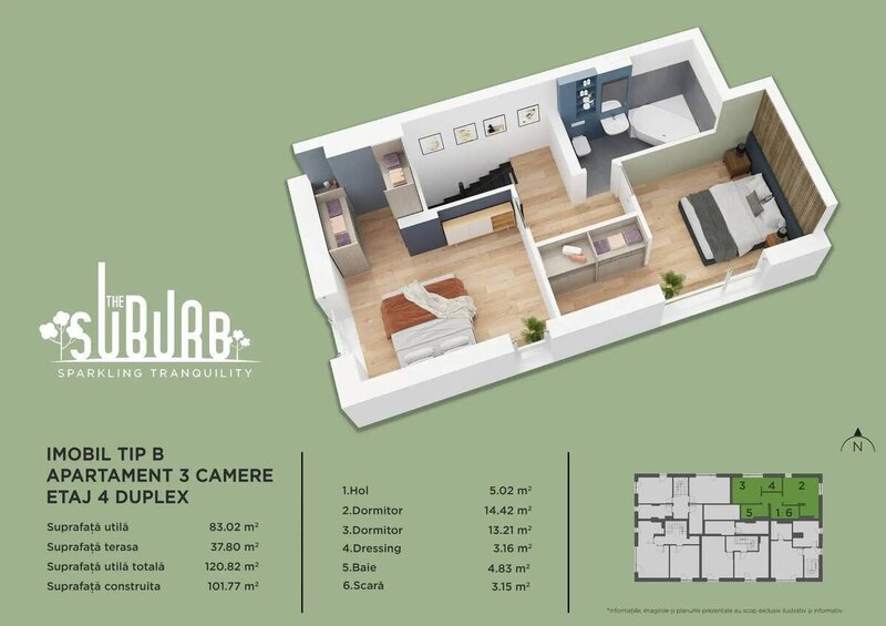 The Suburb Buftea, duplex 3 camere.